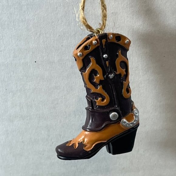 Western Cowboy/Cowgirl Boot Christmas Tree Hanging Ornament 2" Tall - Picture 3 of 10